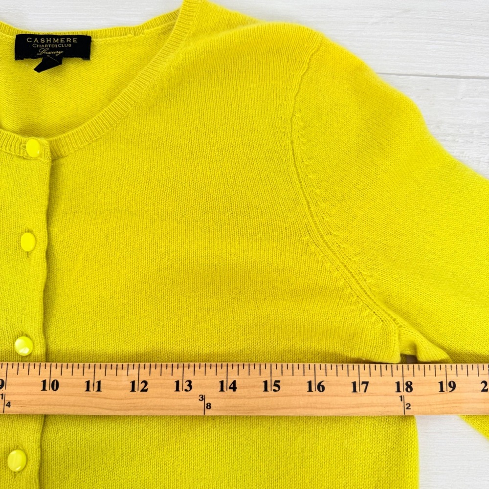 Charter Club Luxury Cashmere Cardigan Sweater Womens S‎ Bright Yellow Spring - Picture 12 of 14